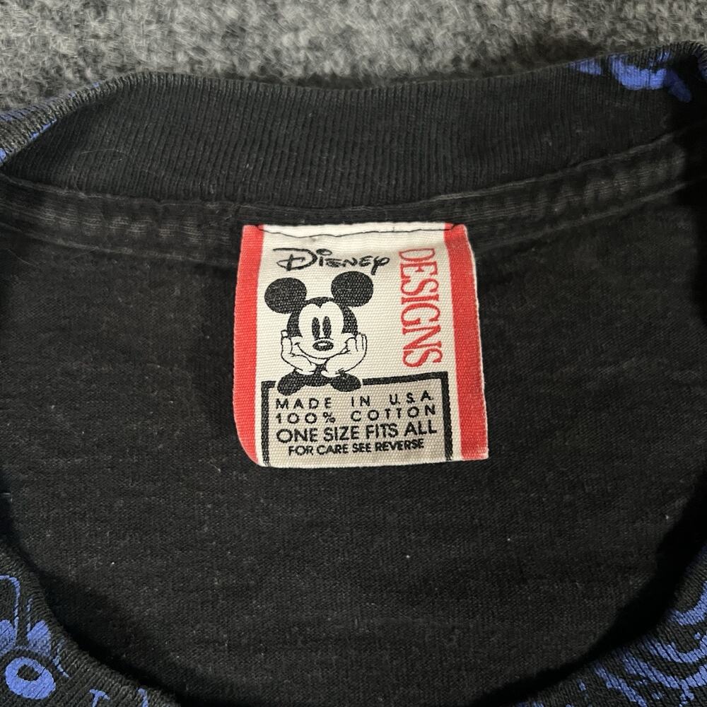 VTG 90s MICKEY MOUSE ALL-OVER PRINT T-Shirt Walt Disney Cartoon Single Stitch - Picture 3 of 8